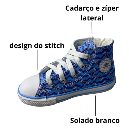 Tênis All Star Infantil Unisex Azul Stitch 