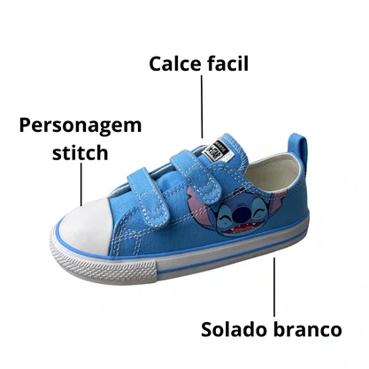Tênis All Star Infantil Azul Unisex Stitch