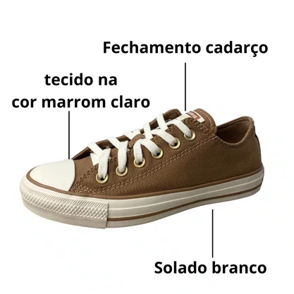 Tênis All Star Feminino Cogumelo Fechamento Cadarço 