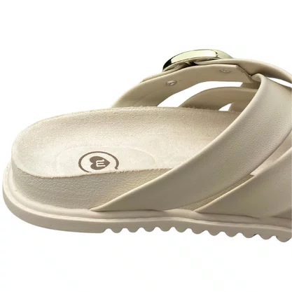 Birken Molekinha Feminina Infantil Branco Off Fivela Dourada