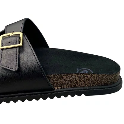 Birken Molekinha Feminina Infantil Preto Fivelas Douradas