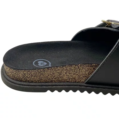 Birken Molekinha Feminina Infantil Preto Fivelas Douradas