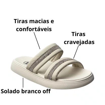Birken Molekinha Infantil Feminina Branco Off Tira Cravejada 
