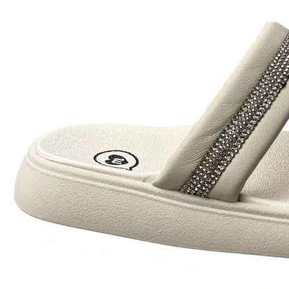 Birken Molekinha Infantil Feminina Branco Off Tira Cravejada 
