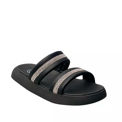 Birken Molekinha Infantil Feminina Preto Tira Cravejada 