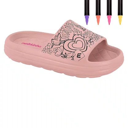 Birken Molekinha Infantil Feminina Rosa Acompanha Canetinhas 