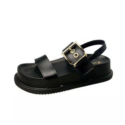 Birken Santinelli Feminina Preto Fivela Dourada