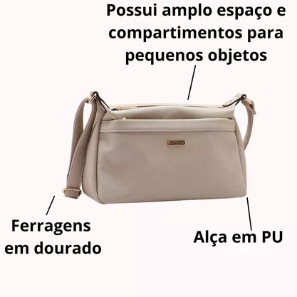 Bolsa Chenson Feminina Bege Fechamento Zíper 