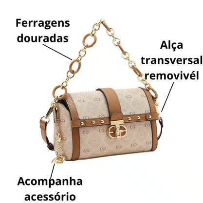 Bolsa Chenson Feminina Bege Ferragens Douradas 