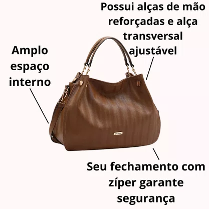 Bolsa Chenson Feminina Café Fechamento Zíper 
