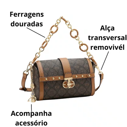Bolsa Chenson Feminina Café Ferragens Douradas 