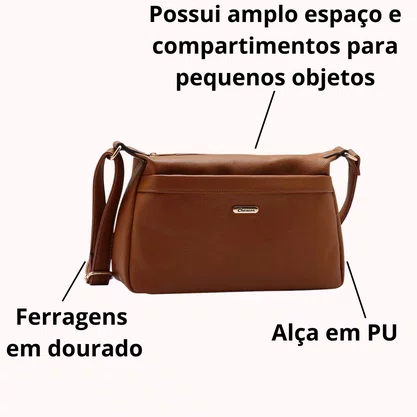 Bolsa Chenson Feminina Marrom Fechamento Zíper 