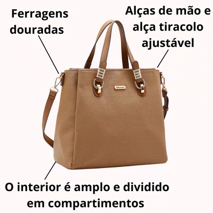 Bolsa Chenson Feminina Marrom Ferragens Douradas 