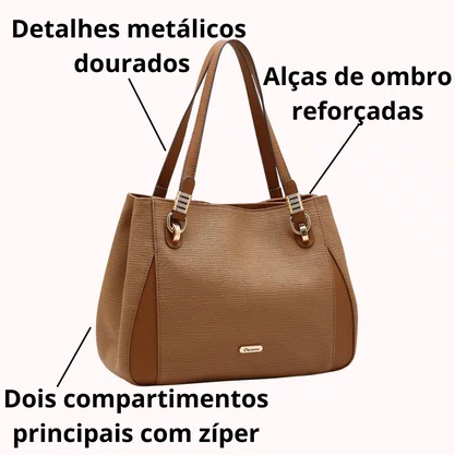 Bolsa Chenson Feminina Marrom Ferragens Douradas 