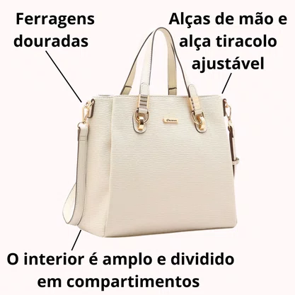 Bolsa Chenson Feminina Off White Ferragens Douradas 
