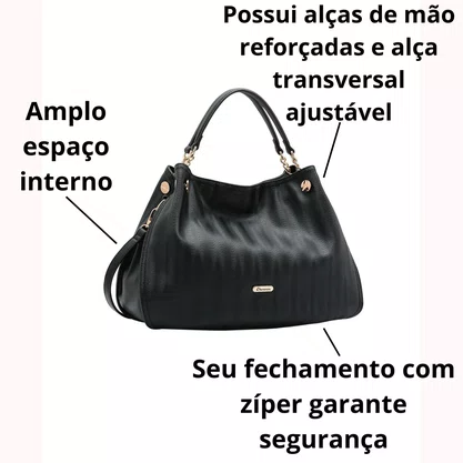 Bolsa Chenson Feminina Preta Fechamento Zíper 