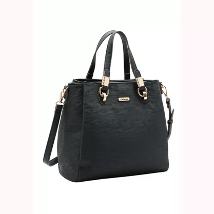Bolsa Chenson Feminina Preta Ferragens Douradas 
