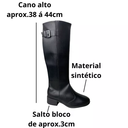 Bota Beira Rio Feminina Preto Cano Alto 
