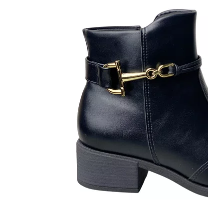 Bota Beira Rio Feminina Preto Fecho Zíper