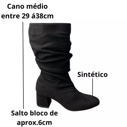 Bota Beira Rio Feminina Preto Salto Bloco 