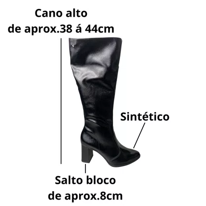 Bota Mississipi Feminina Preto Cano Alto 