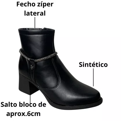 Bota Mississipi Feminino Preto Cano Baixo 