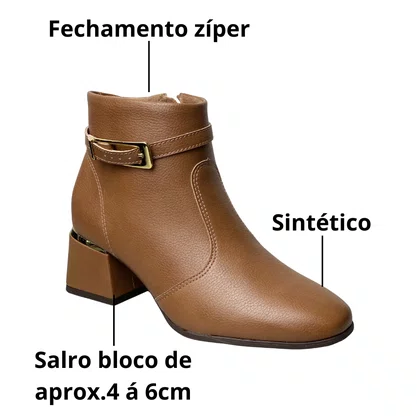 Bota Modare Feminina Caramelo Fecho Zíper 