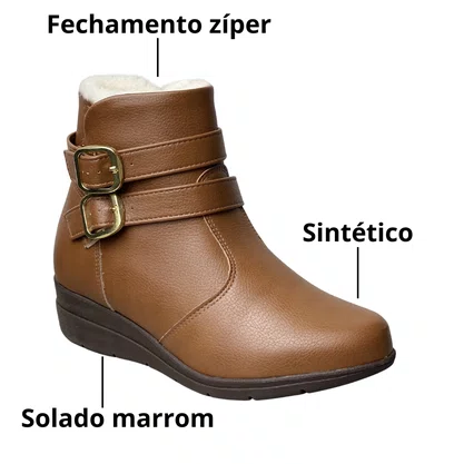 Bota Modare Feminina Caramelo Fecho Zíper
