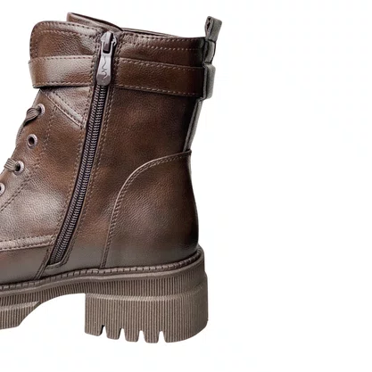 Bota Mooncity Feminina Marrom Cadarço 