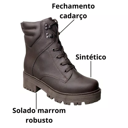 Bota Mooncity Feminina Marrom Cadarço 