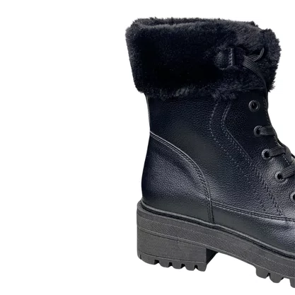 Bota Mooncity Feminina Preto Cadarço 