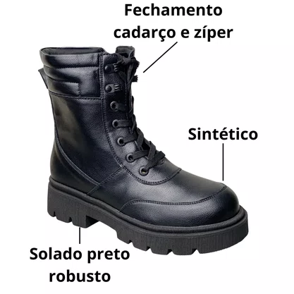 Bota Mooncity Feminina Preto Cadarço