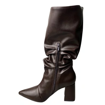 Bota Offline Feminina Brown Bico Fino 