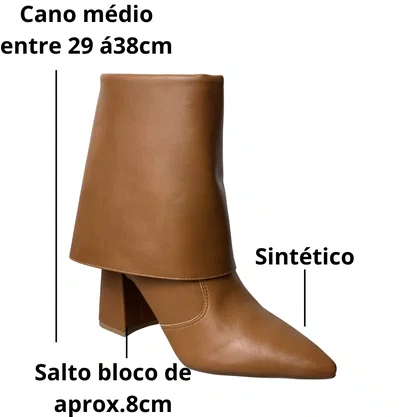 Bota Offline Feminina Caramel Salto Bloco 