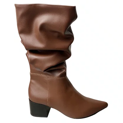 Bota Offline Feminina Marrone Bico Fino