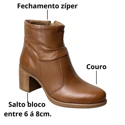 Bota Pegada Feminina Pinhão Couro 