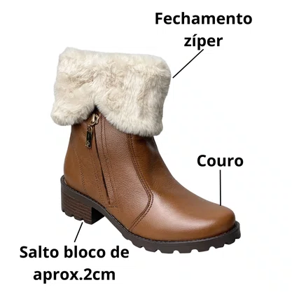 Bota Pegada Feminina Pinhão Couro 