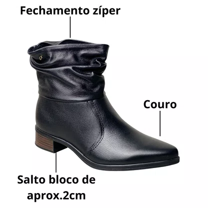 Bota Pegada Feminina Preto Couro 