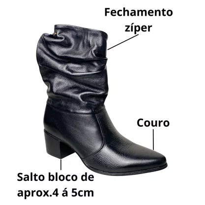 Bota Pegada Feminina Preto Couro 