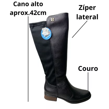 Bota Pegada Feminina Preto Couro 