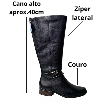 Bota Pegada Feminina Preto Couro 