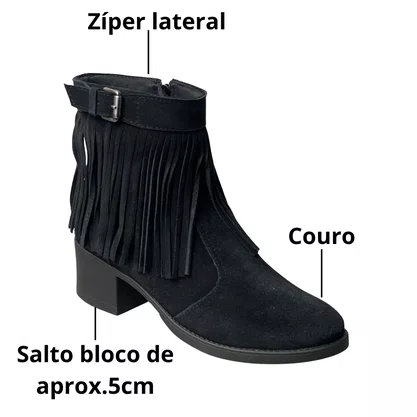 Bota Tchoco Feminina Preto Couro 
