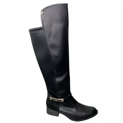 Bota Via Uno Feminina Preto Cano Alto 