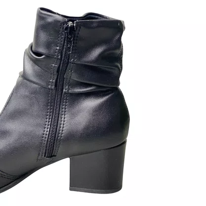 Bota Via Uno Feminina Preto Salto Bloco 