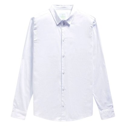 Camisa Básica Masculina Tricoline Manga Longa Branco
