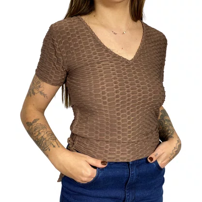 Camiseta Facinelli Feminina Café
