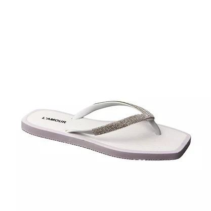 Chinelo L´amour Feminino Branco Glitter