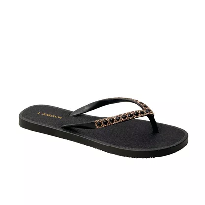 Chinelo L´amour Feminino Preto Glitter