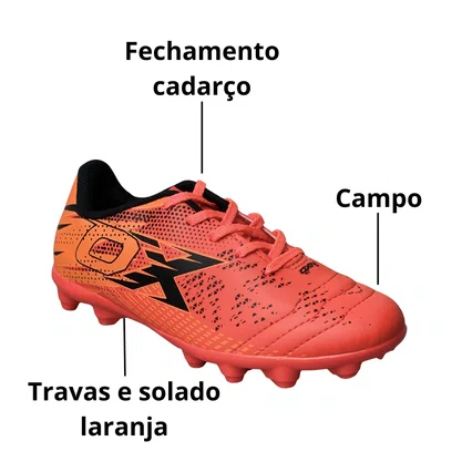 Chuteira Oxn Infantil Coral Campo 