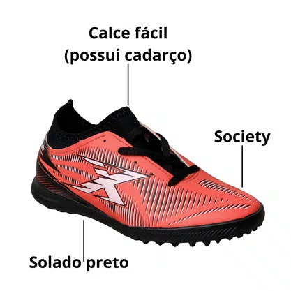 Chuteira Oxn Infantil Coral Society 